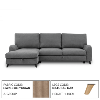 Sofa MERLIN SLEEPING (Left corner, extendable) (LINCOLN LIGHT BROWN)